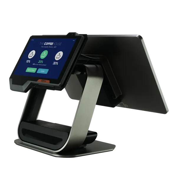 Hospitality staff using a POS during service